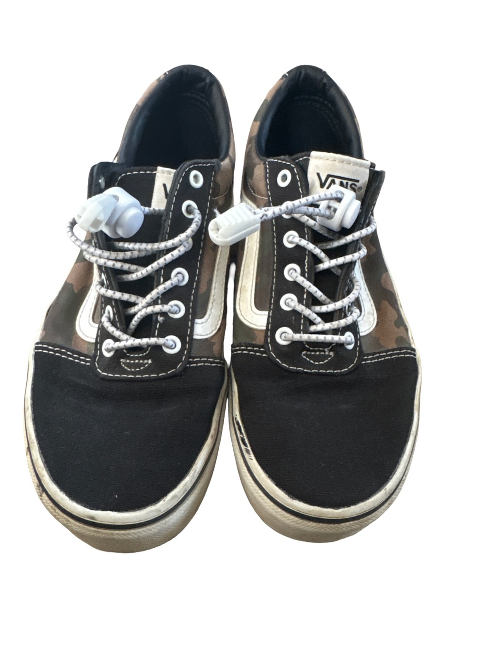 Vans Kids Black & Camo “No Tie” Low-Top Skate Shoes